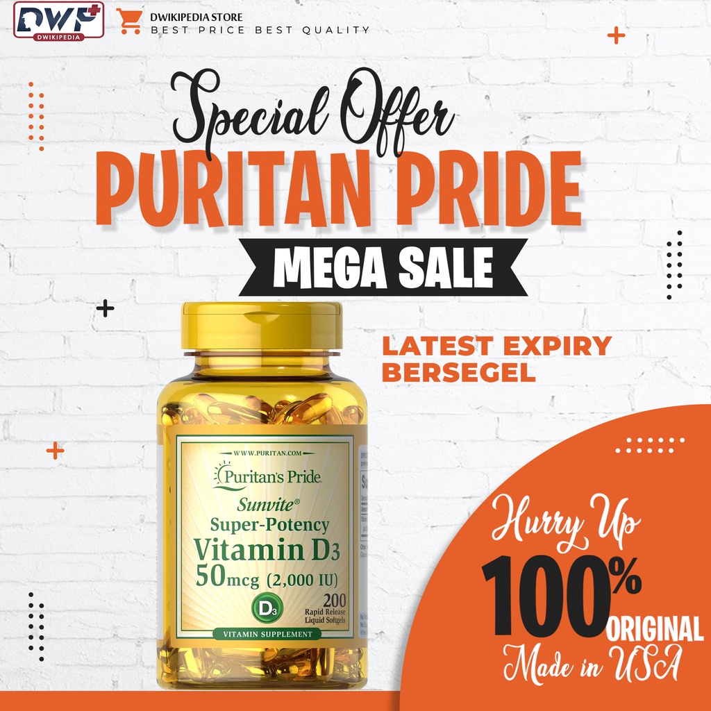 Puritan Pride Vitamin D3 - 2000 IU (50mCg) - 200 softgels