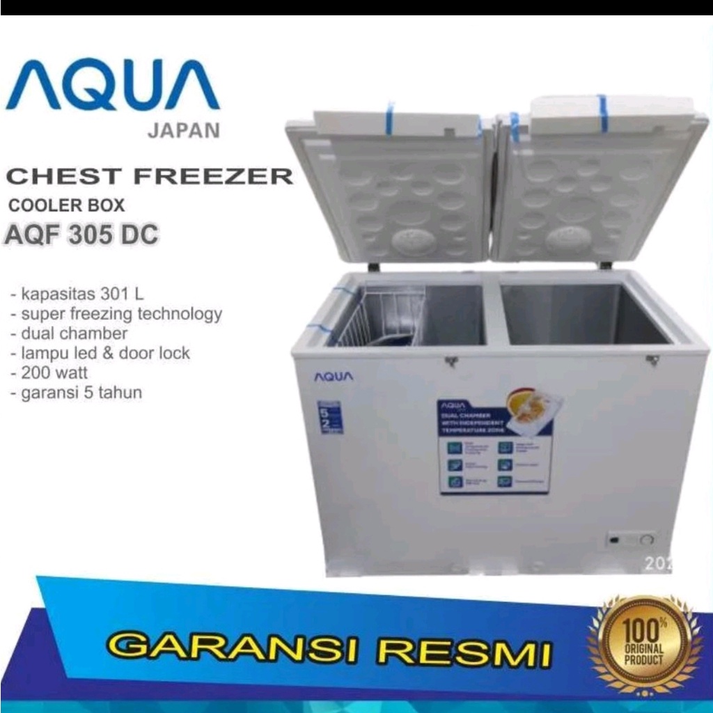 KULKAS BOX CHEST FREEZER 301 LITER AQUA TYPE AQF 305 DC