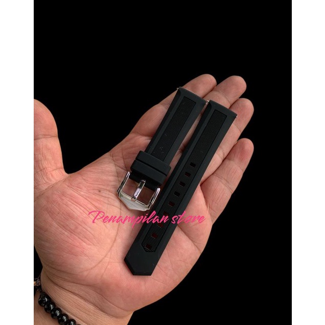 Strap Tali jam Tangan Silicon hitam Size 20MM model keren banget