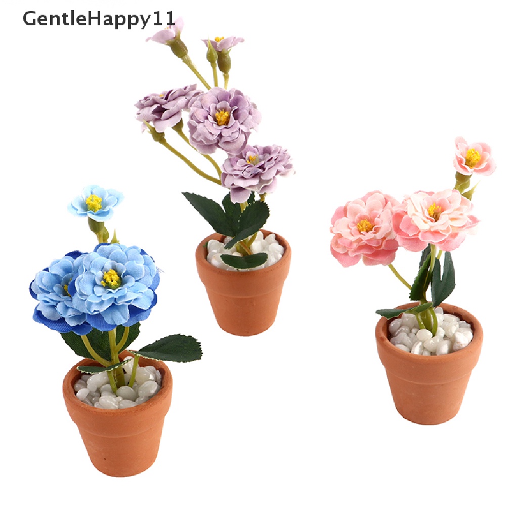 Gentlehappy Mainan Miniatur Pot Bunga Mawar Skala 1: 12 Untuk Dekorasi Rumah Boneka