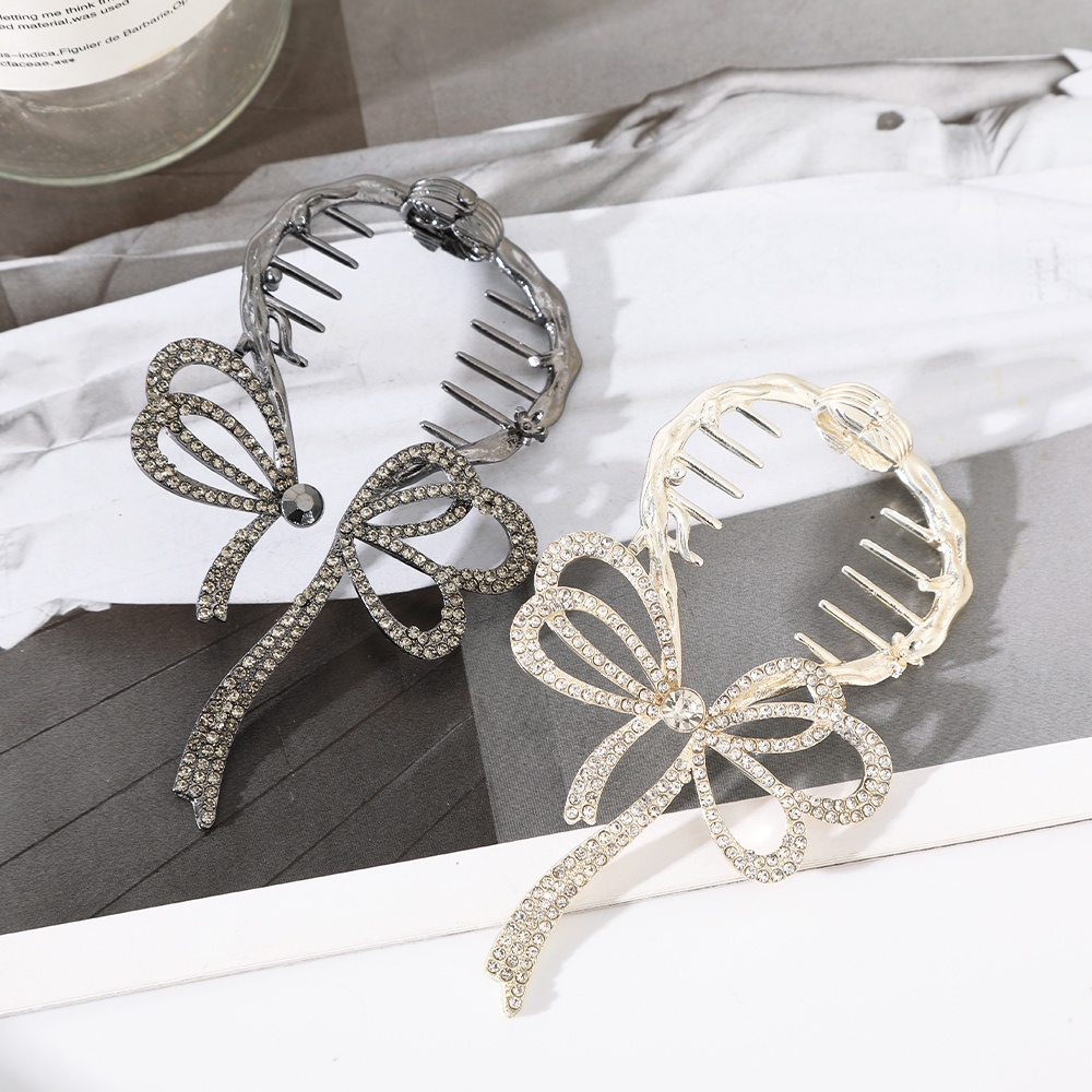 Jepit Rambut Ponytail Bahan Alloy Aksen Mutiara Dan Berlian Imitasi Untuk Wanita