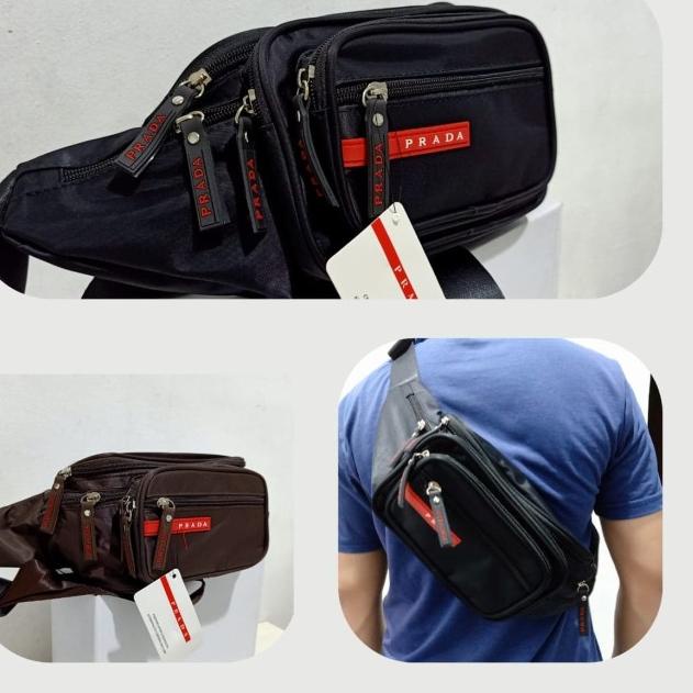 tas pinggang prada impor 1229 - Hitam