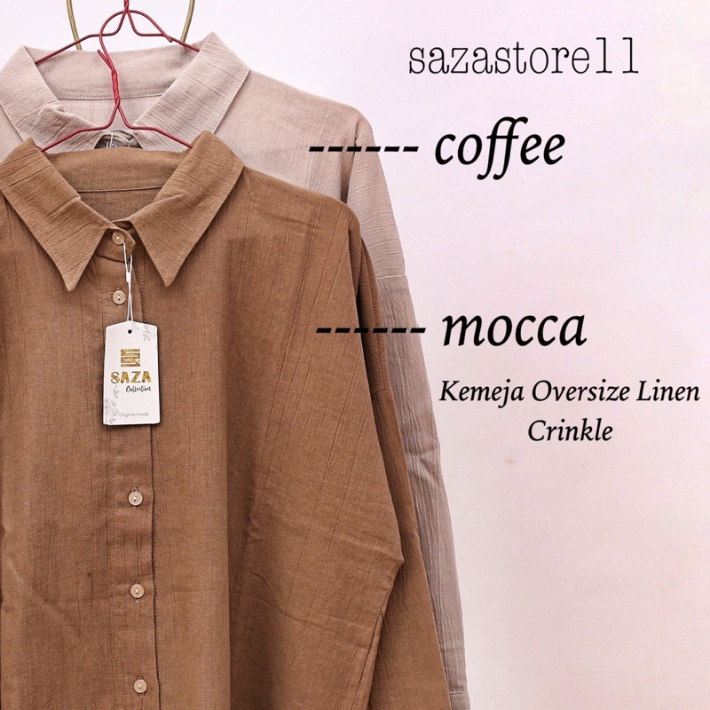 Gea Top - Kemeja Oversize Linen Wanita - Linen Crinkle Shirt - Atasan Wanita Lengan Panjang