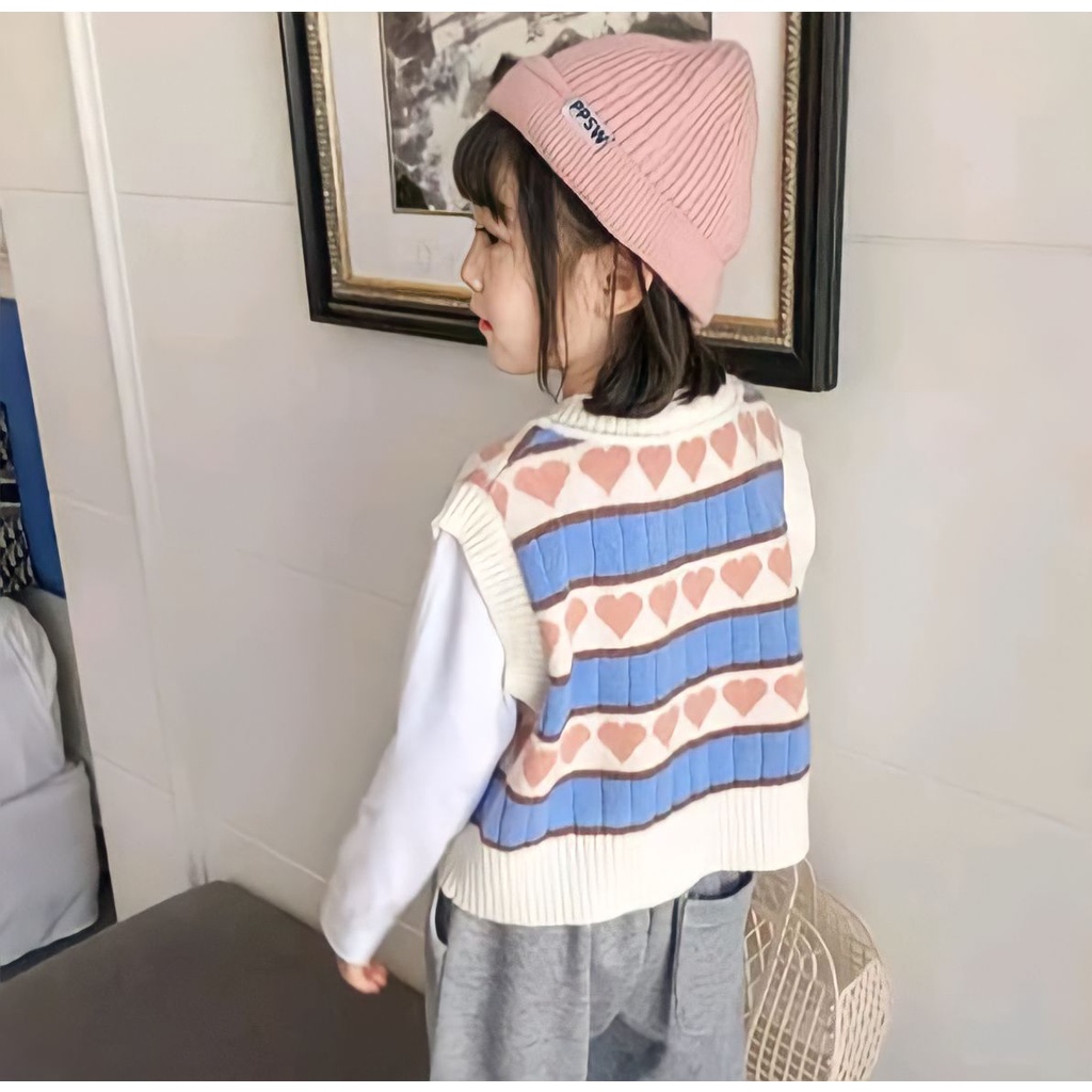 Vest Rompi Kids Love V-neck Anak Motif Love Lucu