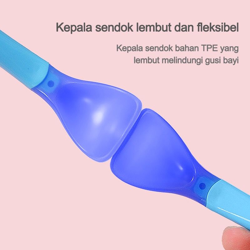 ZBH Sendok Makan Bayi Garpu Sensor Panas Silikon Peralatan Makan Bayi Bpa Free Bahan Silikon Lembut