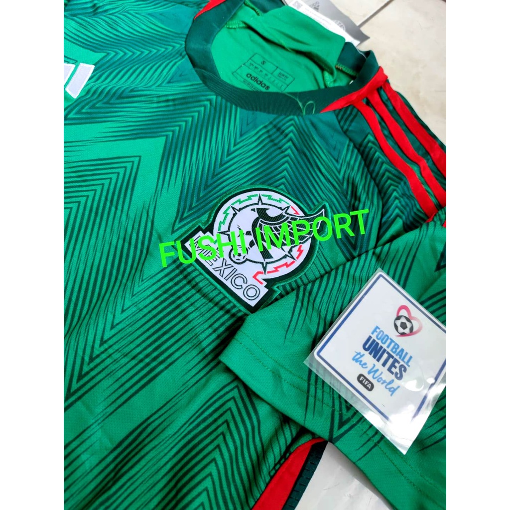 Jersey Baju Bola Mexico Home Full Patch Piala Dunia World Cup 2022 Grade Ori