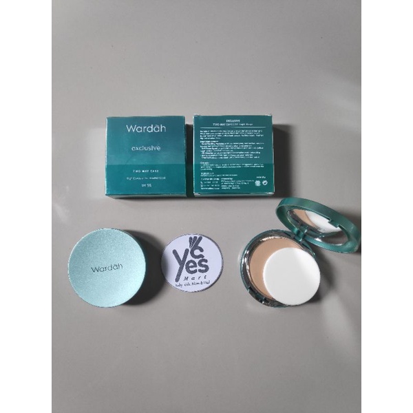 Wardah Bedak Padat Wajah Exclusive TWO Tempat + Kaca + Refil Original Two Way Cake Compact Powder Face SPF 15 High Coverage for Flawless Look Kosmetik Muka