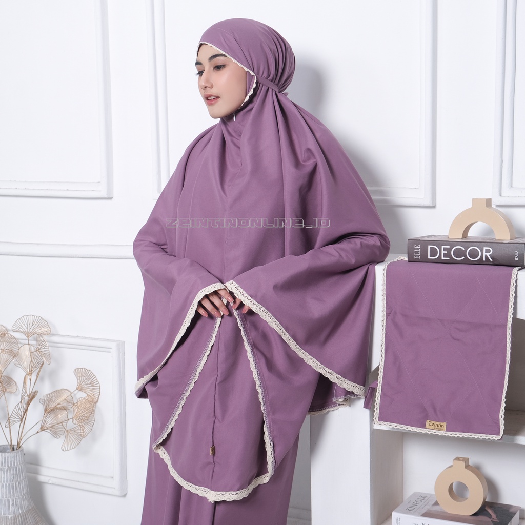 Zeintin - Mukena Dewasa All Size Perlengkapan Sholat Motif Renda Travelling Set sajadah AT