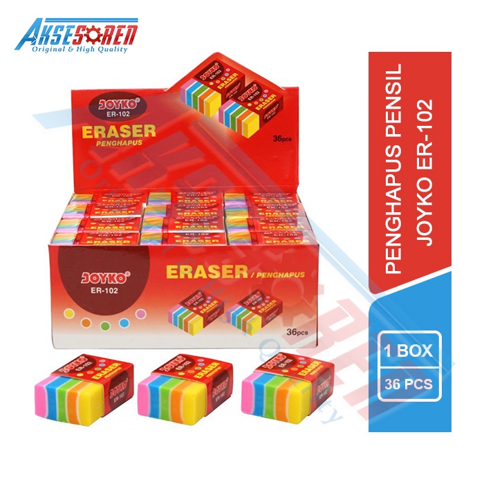 Aksesoren Penghapus Pensil Joyko ER-102 [1 Box/36 Pcs] / Eraser Pencils / Penghapus Joyko 1 Pack / P