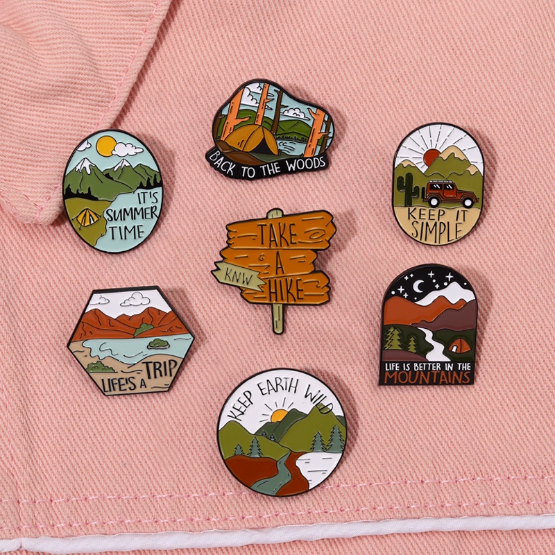 Bros Pin Enamel Desain Pemandangan Gunung Untuk Hadiah Teman