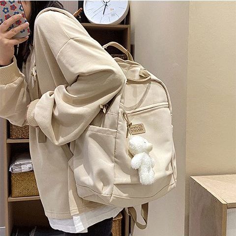 sera vintage girl heart canvas backpack female ins wind college bag versi Korea Harajuku ulzzang waterproof