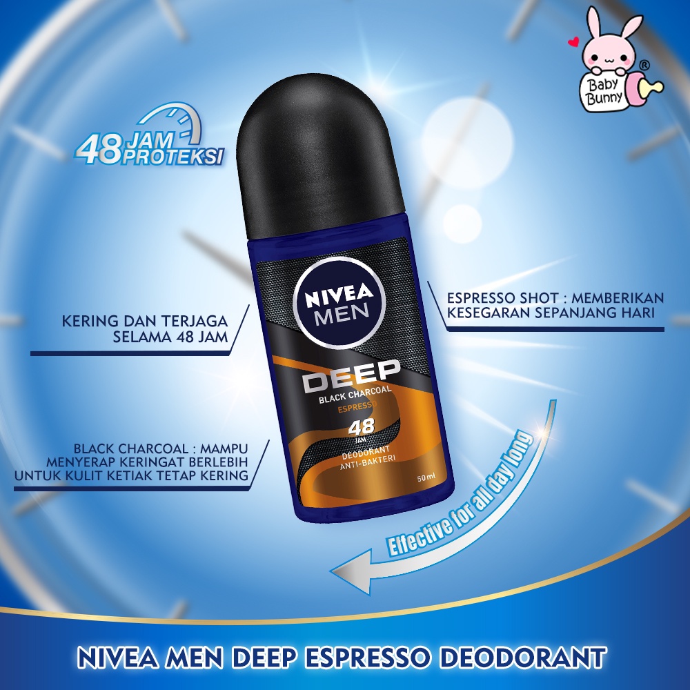 ❤ BELIA ❤ NIVEA Deodorant Roll On | 25 | 50 | Men | Women | Whitening Pearl Beauty Silk Touch Hijab | BABY BUNNY | BPOM