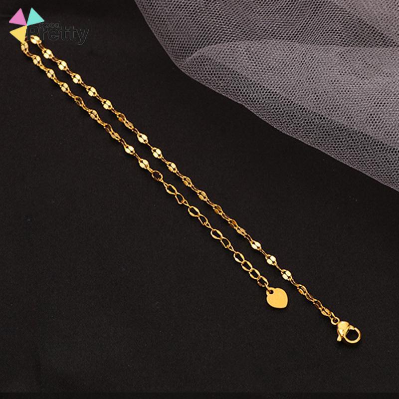 Anklet Emas 18K Wanita Titanium Steel Fairy Sederhana Tidak Memudar Rantai Tipis - PD