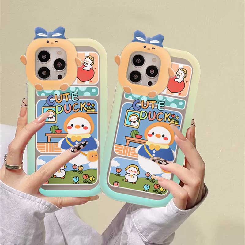 Case Motif Kartun Bebek Monster Untuk Samsung A14 M14 A04 A04S A13 A03S A23 A22 A21S A12 A02S A11 A51 A30 A50 A52 A20S A10S M12 A32 4G