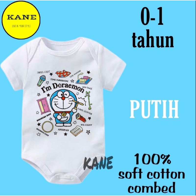 Kaos baju bayi jumper baby ANIME DORAEMON kartun lucu brand merk logo tulisan custom usia 0 1 2 3 4 5 6 7 8 9 10 11 12 bulan sampai umur 1 tahun adem jumpsuit babysuit romper bodysuit little anak kecil hitam style laki laki perempuan best seller bisa COD