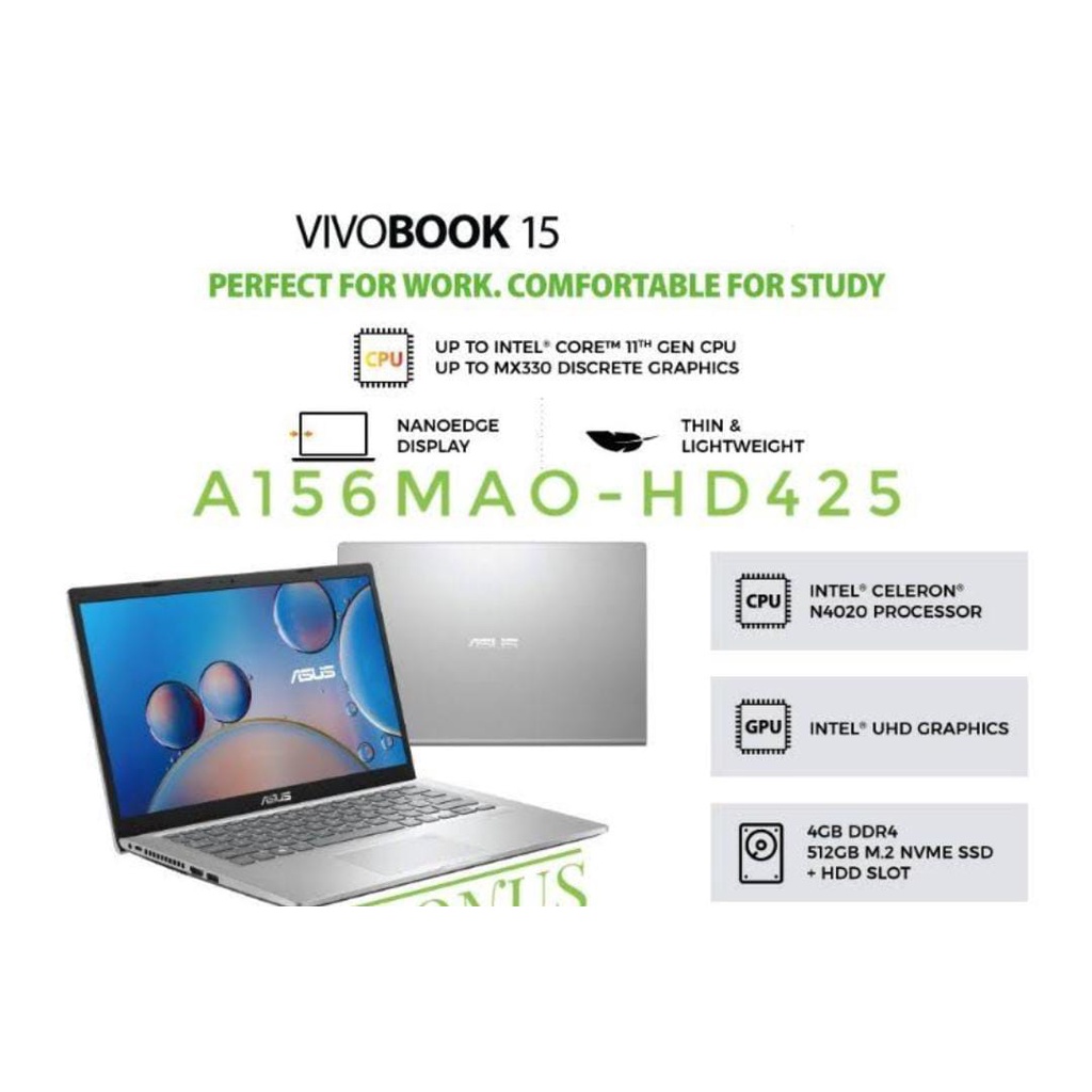 ASUS VIVOBOOK 15 A156MAO- HD425 -GARANSI RESMI