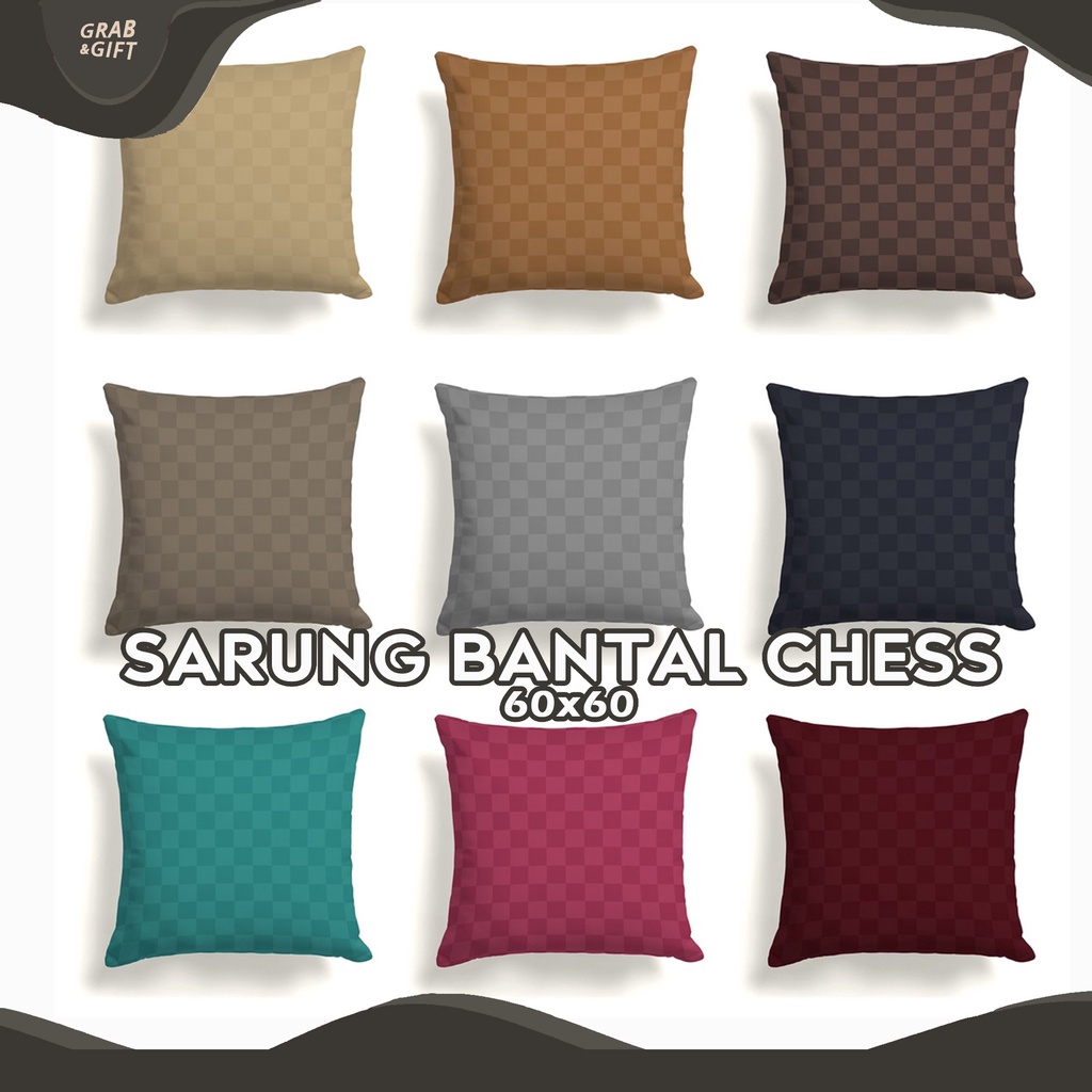 SARUNG Bantal Sofa Chess Series Emboss 60x60 cm Checker Kotak Kotak Cover Cushion