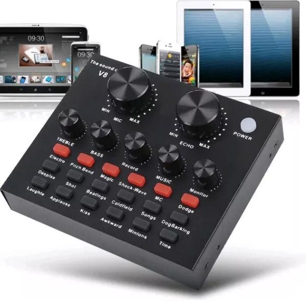 Siap Kirim Soundcard V8u Bluetooth Audio USB External Soundcard Live Broadcast Microphone Headset