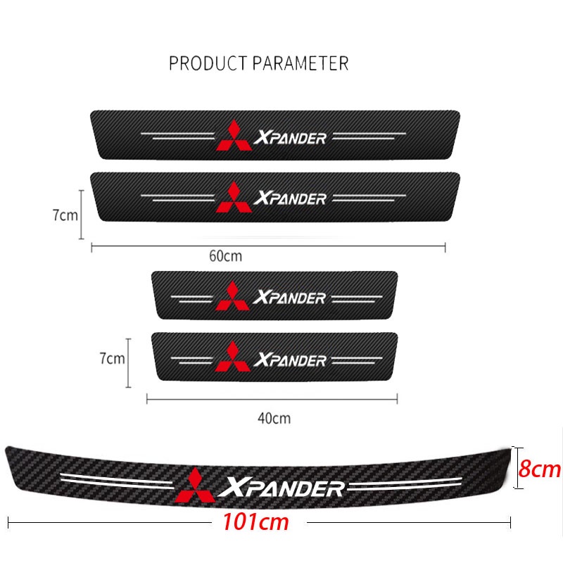 Stiker Pelindung Pintu Mobil Bahan Kulit Serat Karbon Anti Gores Untuk Mitsubishi Xpander RalliArt