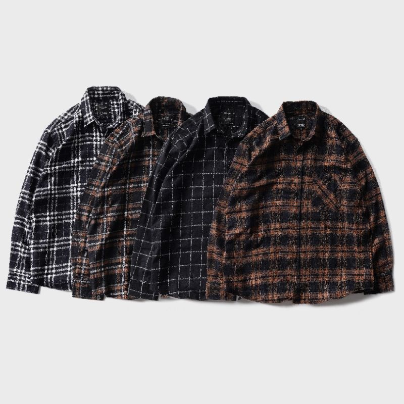 [N00972] Kemeja Oversized Flanel Distro Motif