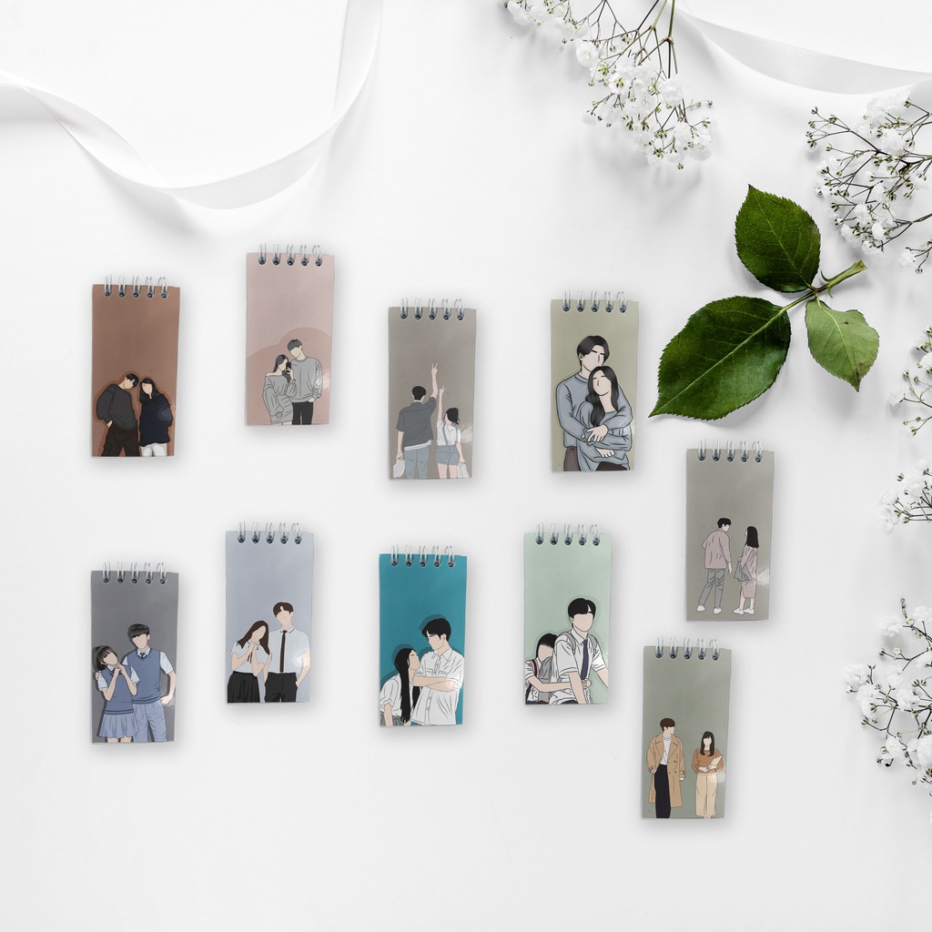 

Note Book Spiral Mini (5 x 10.5 cm) Edisi Gambar Couple / Buku Catatan Kecil Lucu / Notebook Seminar Custom