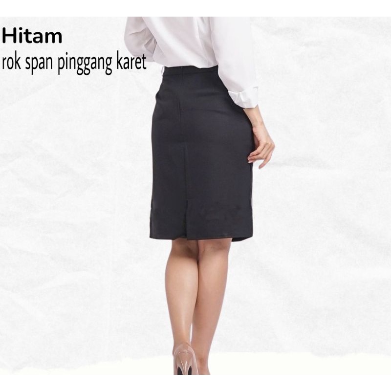 Rok Span Pendek hitam  3/4 Rok Kerja Pendek Pinggang Full Karet M L XL XXL L3 L4 L5