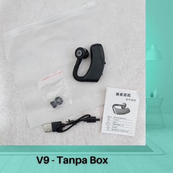 Headset Bluetooth voyager V9 Wireless Hands-free Earphone Mic Control - Black wt Pouch