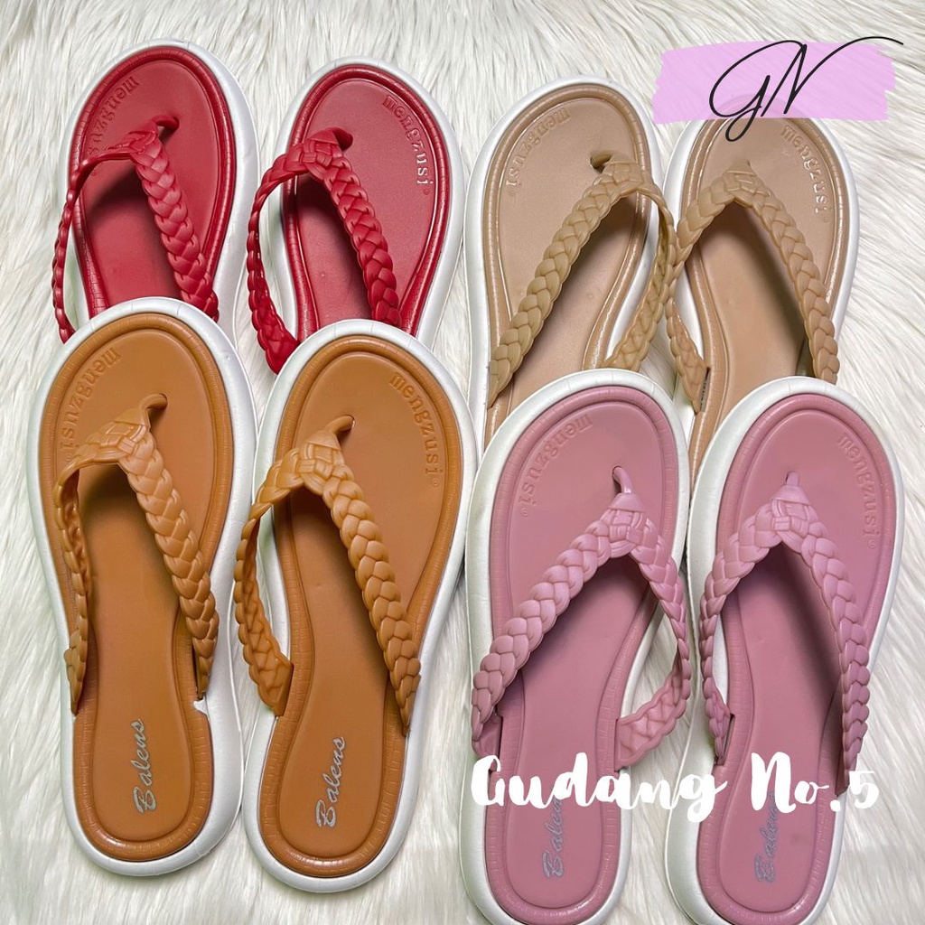 GN-2288 Sandal Jepit Jelly Wanita Model Tali Kepang Import PCU