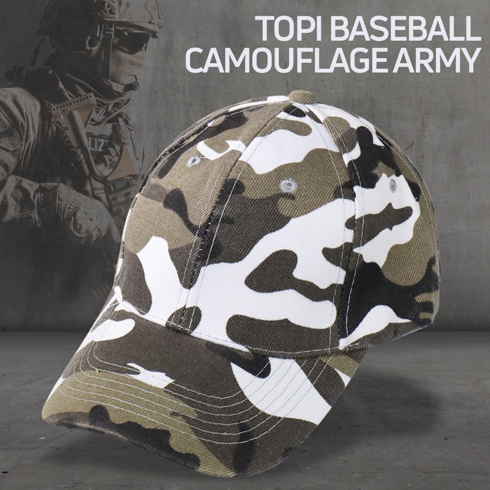 Topi Trucker Baseball Camouflage Army Summer Hat - S8R - Gray