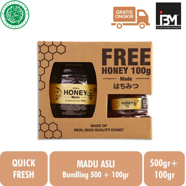 

[PAKET BUNDLING] Quick Fresh Honey / Madu Asli 500GR + 100GR Jar
