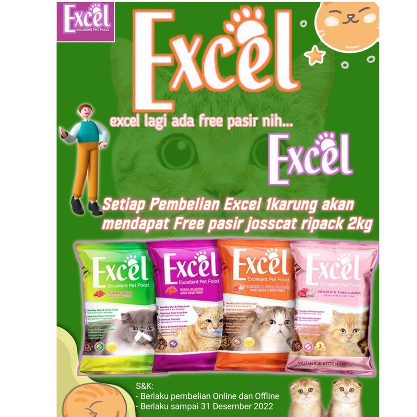 EXCEL CAT FOOD 20KG MAKANAN KUCING MURAH -  TUNA DONAT