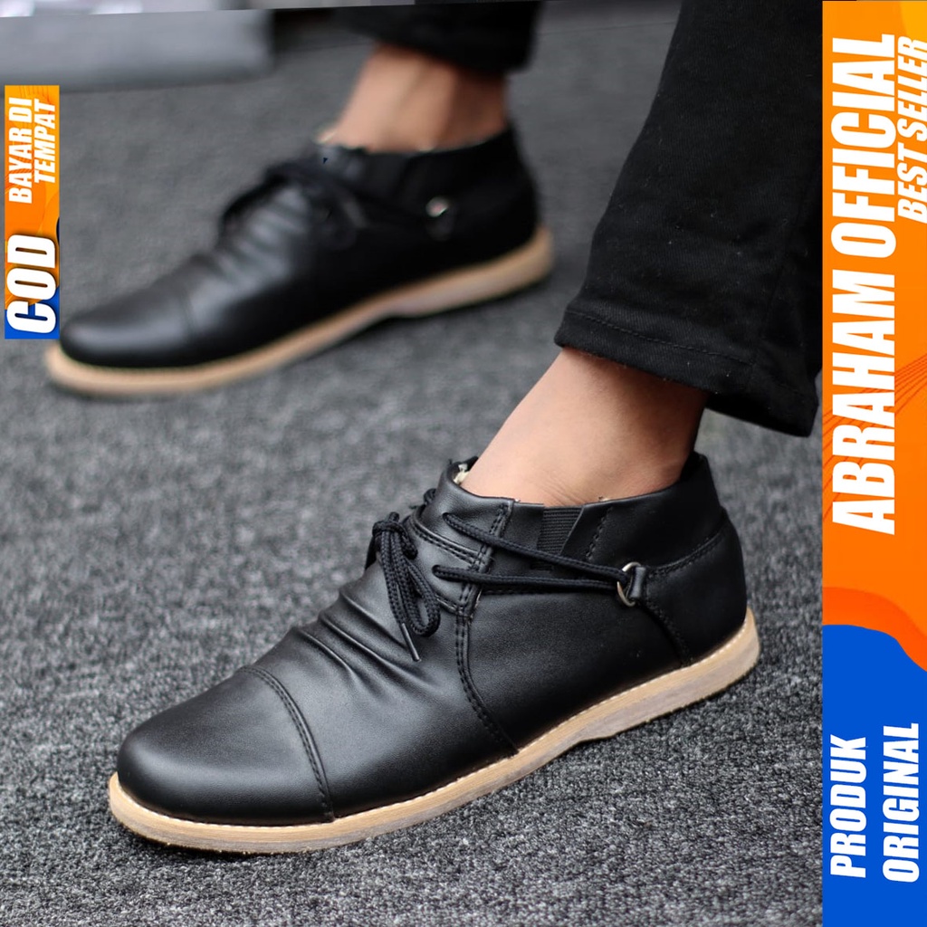 Sepatu Formal Pantofel Kerja Kantor Pria Hitam Abraham Oicon