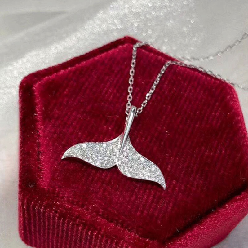 Fancyqube Kalung Dengan Liontin Bentuk Ekor Mermaid Bahan Tembaga Untuk Wanita