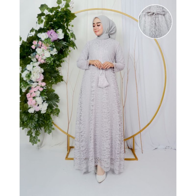 Permata Olshop / Kebaya Gamis Busui Brukat Modern / Gamis Pesta Mewah / Gamis Busui Kebaya / Gamis Modern