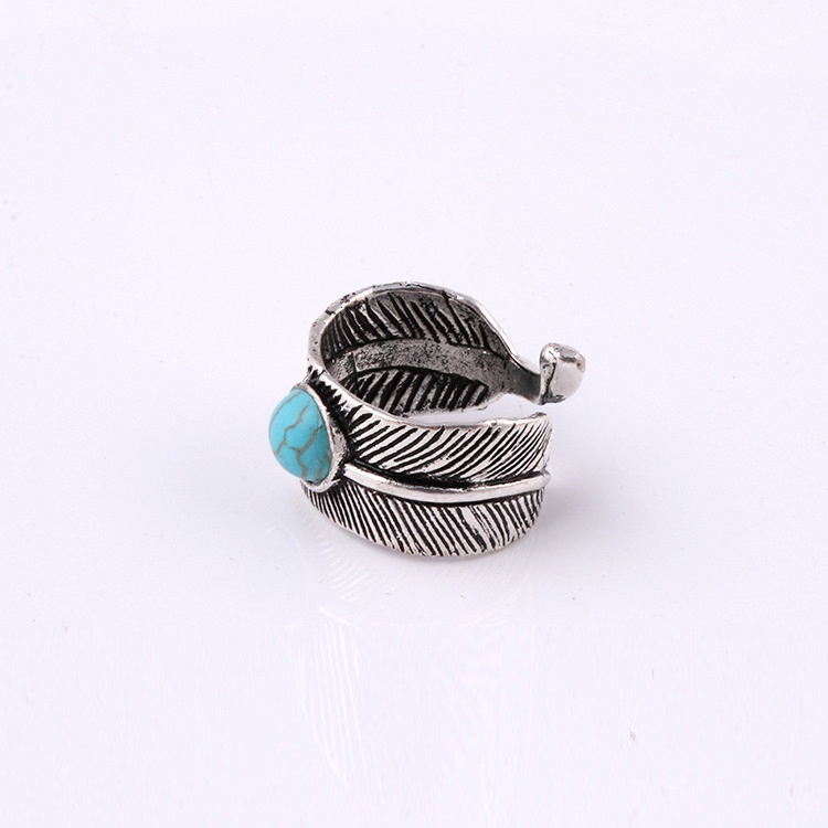 Cincin Desain Bulu Aksen turquoise Gaya Eropa Dan Amerika Untuk Pesta