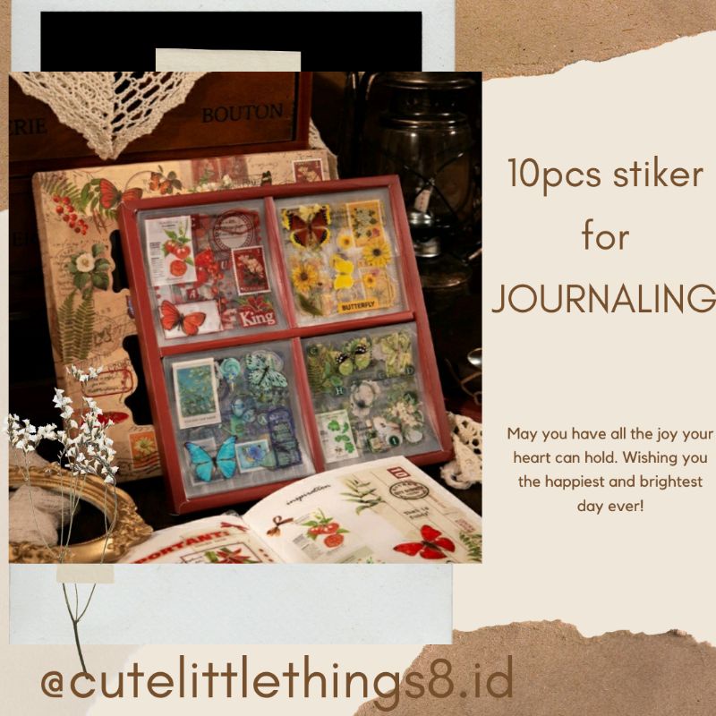 

10 stiker tema Vintage untuk Journaling Journal Bujo Aesthetic