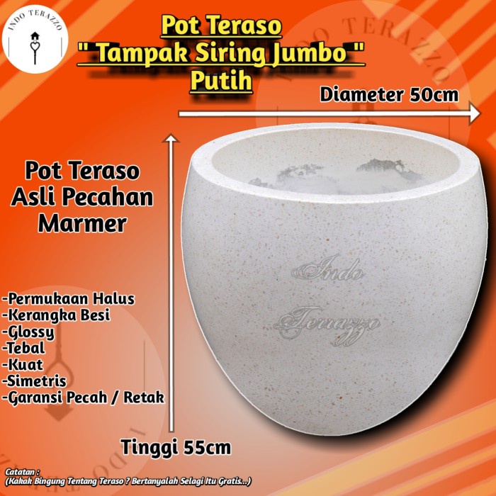 INDO TERAZZO POT BESAR TERASO KERAMIK MARMER TIPE TAMPAK SIRING T55 - POT TANAMAN BESAR TERASO - POT