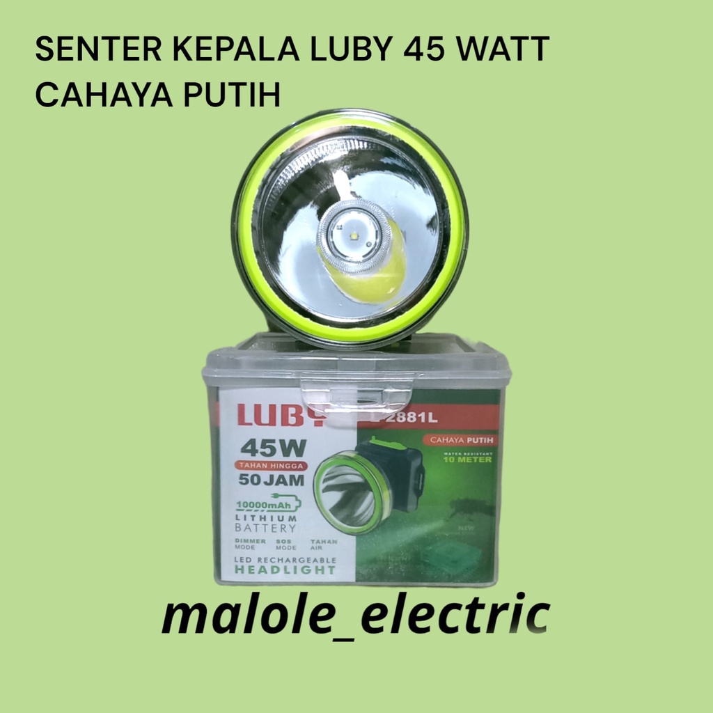 Luby Senter Kepala LED Super Terang Lithium L 2881L/ L 2881K  LAMPU PUTIH/KUNING  45Watt