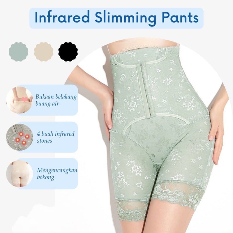 KORSET CELANA PELANGSING PENGECIL PERUT KAIT DEPAN INFRARED SLIMMING PANTS TOURMALINE