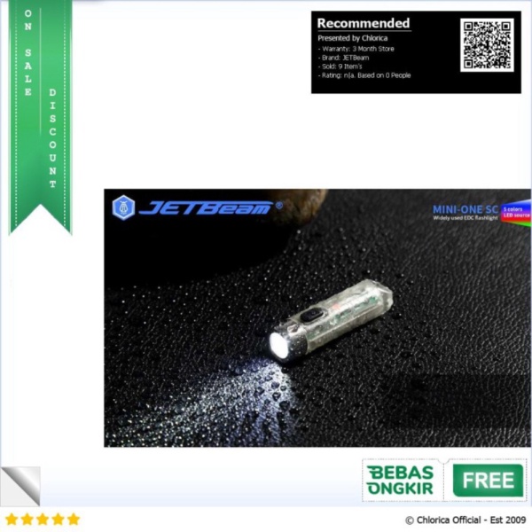 Unik JETBeam Senter LED Mini One SC USB Rechargeable 5 Color 400 Lumens - Silver JETBeam Murah