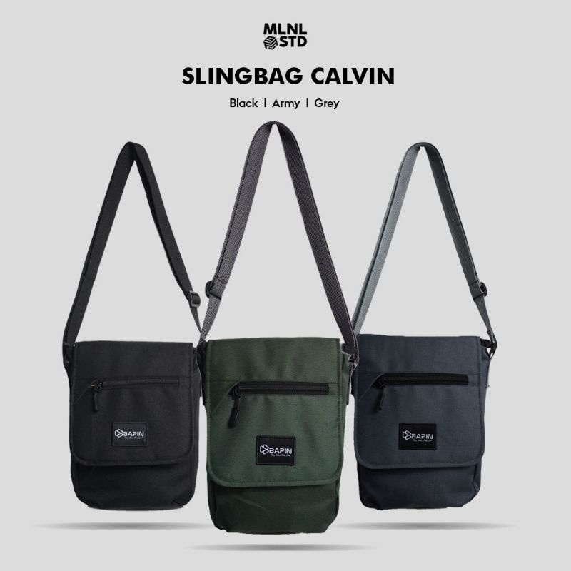 Tas Slingbag Pria Tas Selempang Pria Bapin Tas Slingbag Mini Black Army Grey