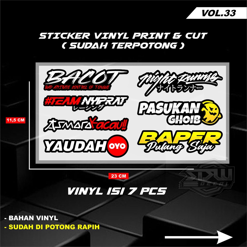 Sticker Racing Vinyl Pack Print &amp; Cut Stiker Motor Setiker Racing Variasi 30/34