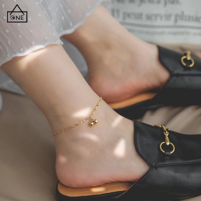 COD❤️Anklet Emas 18K Wanita Titanium Steel Fairy Sederhana Tidak Memudar Rantai Tipis-A.one