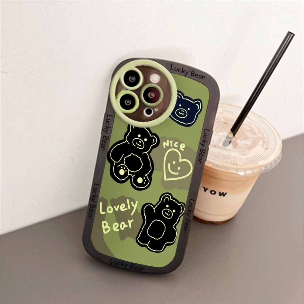 Soft Case Samsung A04 A04S A04E A13 A02S A03 A03S A23 A30S A11 A12 A51 A30 A50 A52 A20S A10S M11 M12Plush Kartun Beruang Matcha Background Warna Desain Vogue Sarung Telepon