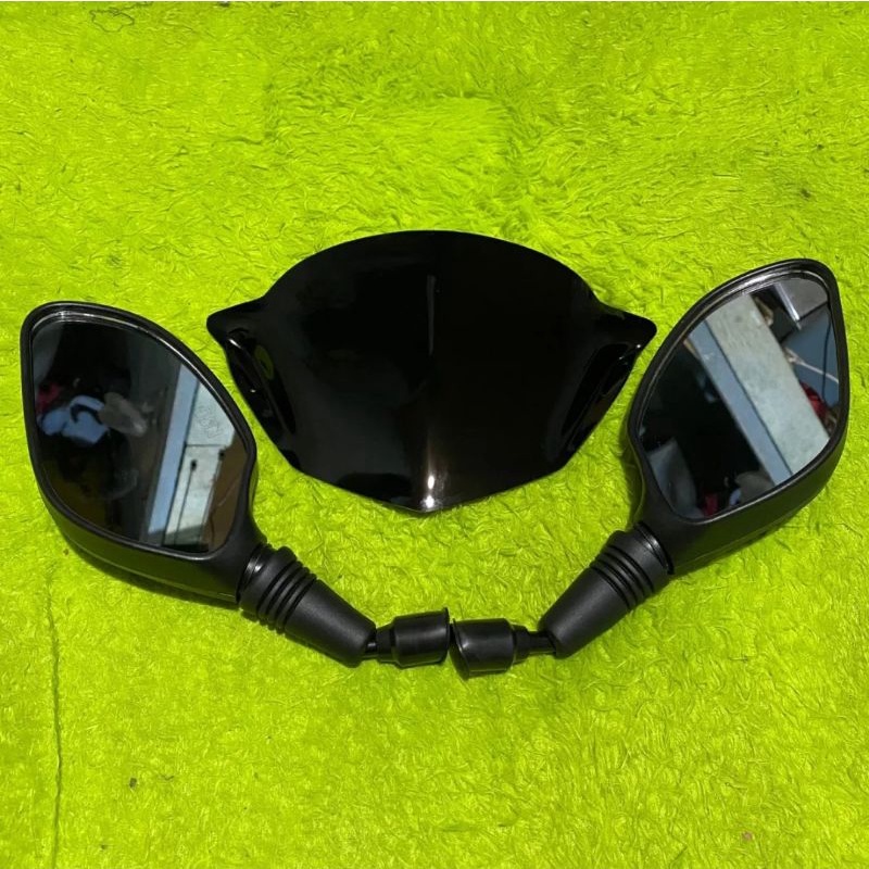 Paketan visor variasi bahan akrilik honda beat karbu plus spion click polos thailand universal