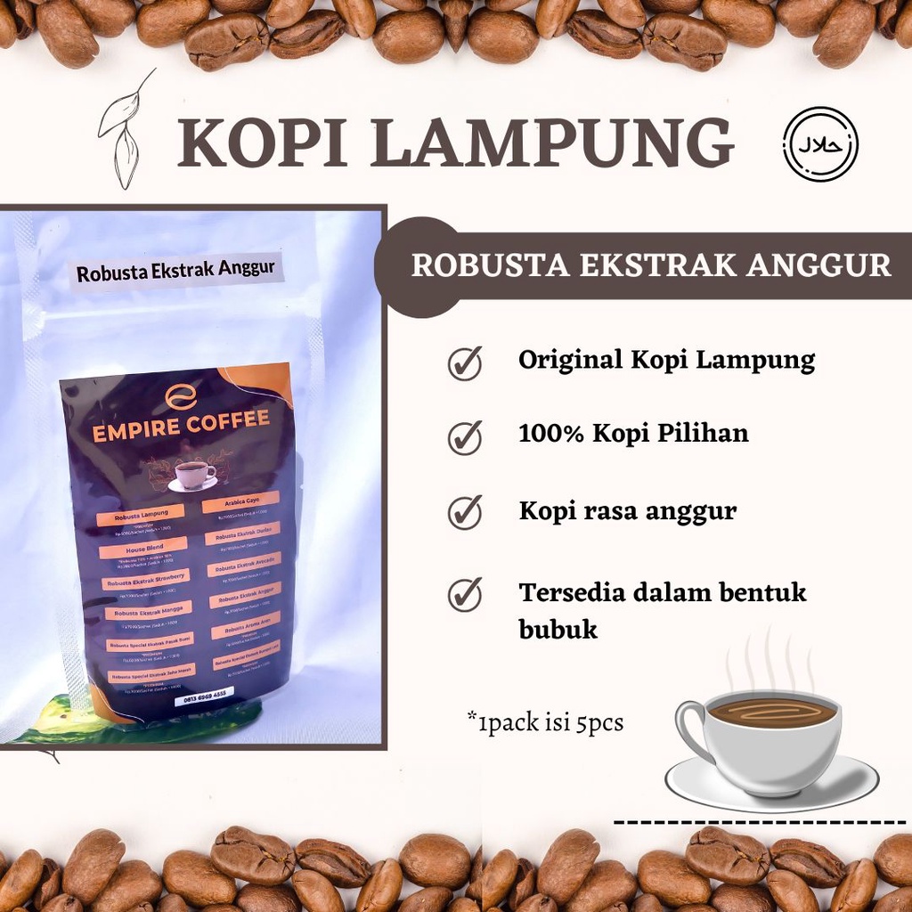 

Empire Coffee - Drip Coffee Bag Robusta Extra Anggur 5 sachet