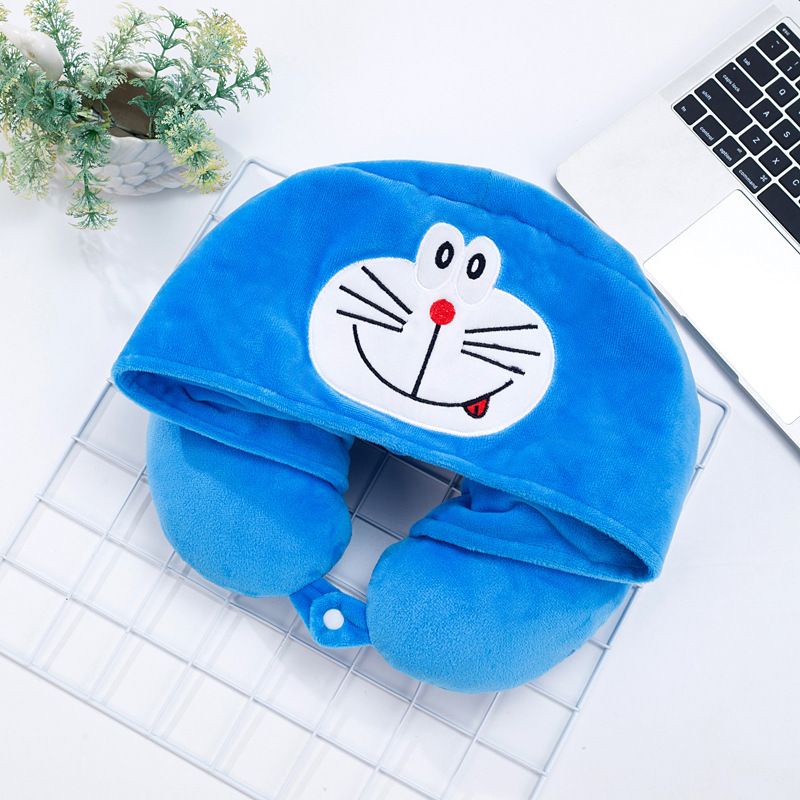 BANTAL LEHER BONEKA PIKACHU STITCH TOTORO DORAEMON RILAKKUMA NECK PILLOW TRAVEL