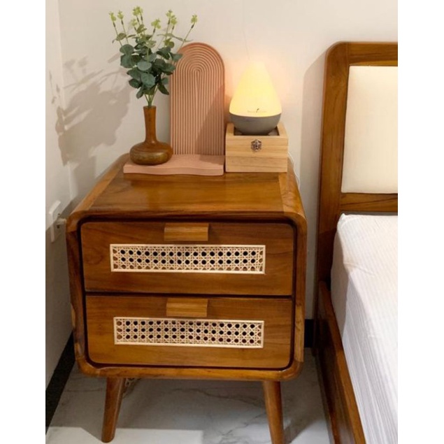 Desain Furniture Nakas Rotan 2 laci