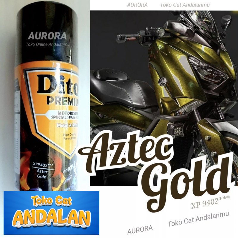 

Toko Cat Andalan - DITON PREMIUM AZTEC GOLD XP9402 pilok pilox pylox cat semprot motor mobil sepeda Toko Cat Andalan Motor dan Mobil