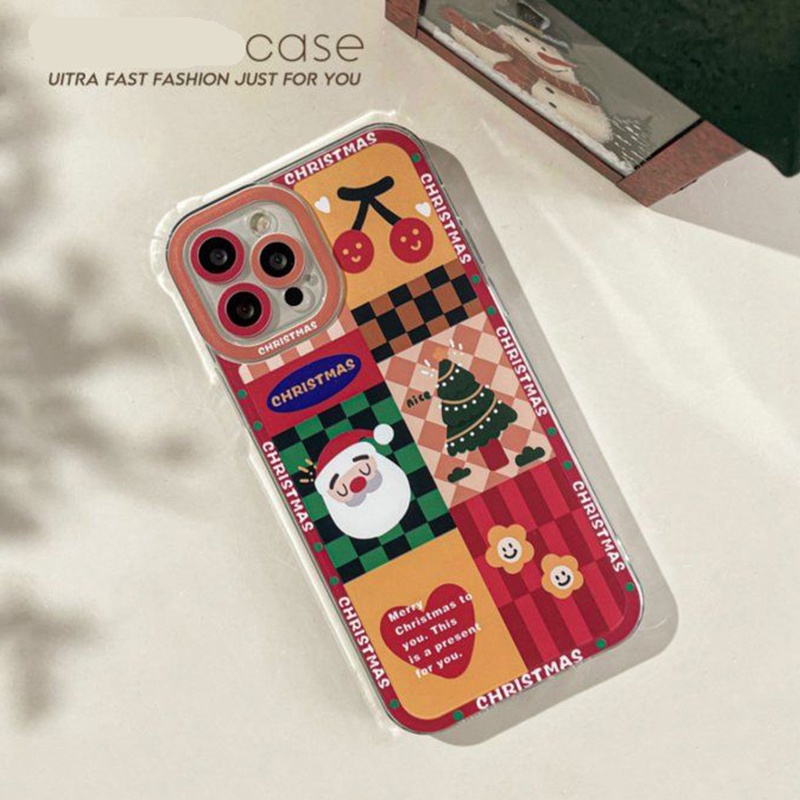 Soft Case Silikon TPU Transparan Shockproof Motif Natal Untuk IPhone 14 13 12 11 Pro XS MAX X XR 6S 7 8 Plus Mini